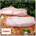 Pork baikut iga babi frozen BABY BACKRIB back rib 12-13ribs back rib COREN Spain +/- 2.5kg 17x4" 2 slabs/pack (price/kg)